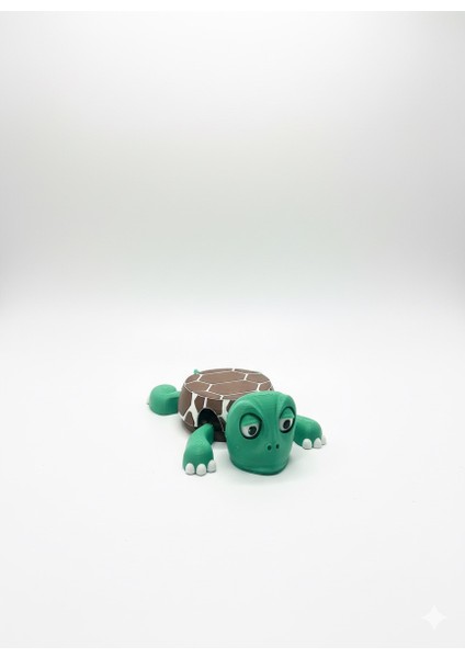 Sevimli Kaplumbağa Bardak Altlığı – Hareketli ve Eğlenceli Kupa Altlığı (Kahverengi-Beyaz Çizgili)