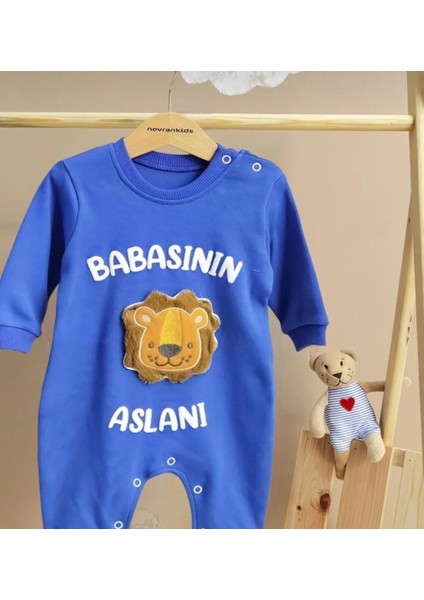 Babasının Aslanı Kabartma Yazı Detaylı Organik Pamuk Lüx Tulum