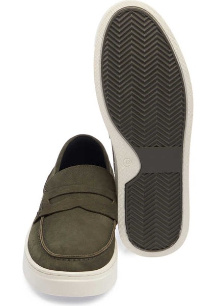 Yeşil Hakiki Nubuk Deri Erkek Loafer - E24I1AY56746-G98