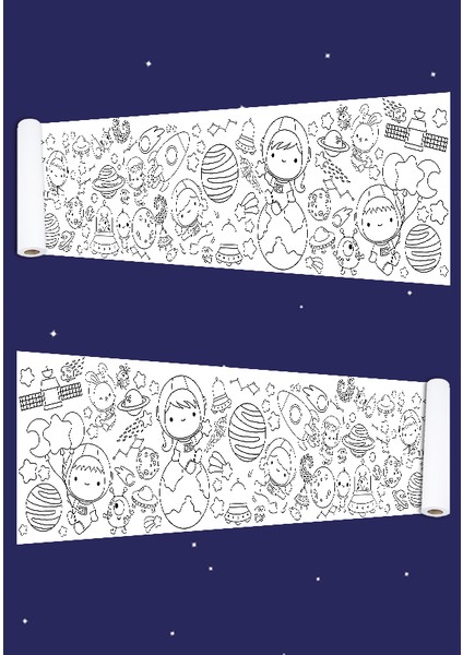 2,5 Metre Uzunluğunda Uzay Temalı Dev Boyama Kağıdı Tatil Aktivite Rulosu - Çocuk Eğitici Boyama fiyatları