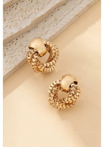 Zincir Halka Altın Kaplama Kadın Küpe