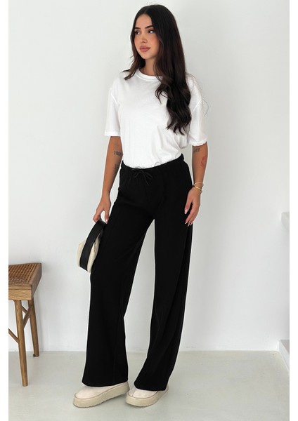 Kadın Kalın Selanik Dokulu Bol Kesim Pantolon – Kışa Özel & Konforlu Stil