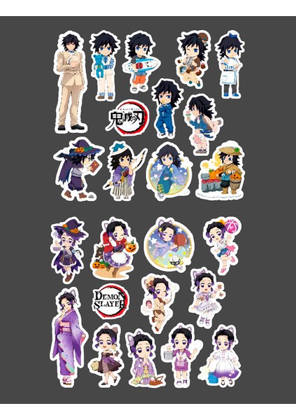 Shinobu Kocho-Giyu Tomioka-Demon Slayer-2li Çıkartma-Etiket-Hediye- Başarı Çıkartmaları Ds-35-36