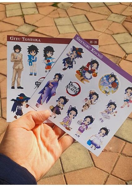 Shinobu Kocho-Giyu Tomioka-Demon Slayer-2li Çıkartma-Etiket-Hediye- Başarı Çıkartmaları Ds-35-36