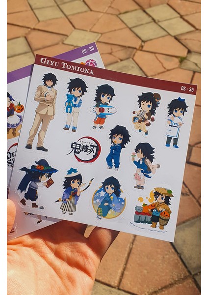 Shinobu Kocho-Giyu Tomioka-Demon Slayer-2li Çıkartma-Etiket-Hediye- Başarı Çıkartmaları Ds-35-36