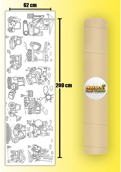 Dev Boyama Etkinlik Kağıdı Iş Makinaları Konsepti Anaokulu Kreşler Etkinlikler