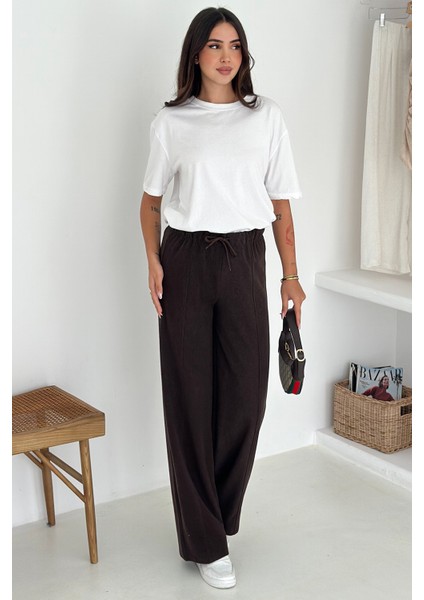 Kadın Kalın Selanik Dokulu Bol Kesim Pantolon – Kışa Özel & Konforlu Stil