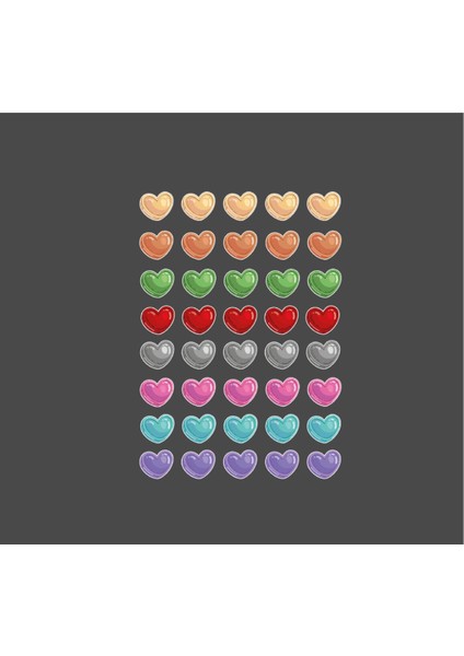 Renkli Kalpler Sticker Set