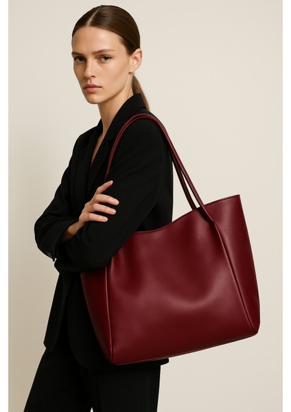 Toronto Çift Saplı Shopper Çanta - Bordo