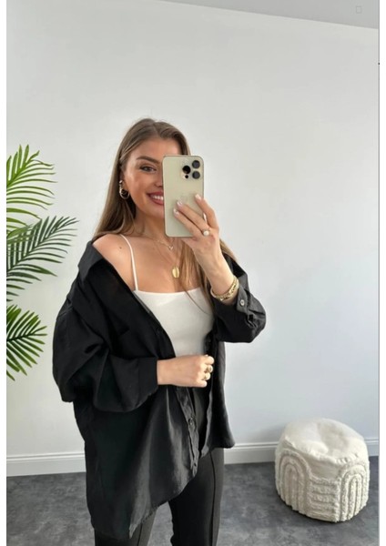 Kadın Beyaz Oversize Gömlek – Uzun Kollu, Rahat Kesim, Şifon Görünümlü Günlük ve Ofis Kombinleri Için