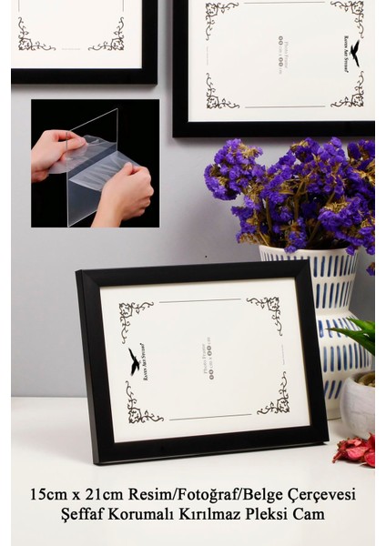Ermitaj 15CM x 21CM Resim Fotoğraf Belge Poster Evrak Çerçevesi Korumalı Kırılmaz Pleksi Cam modelleri