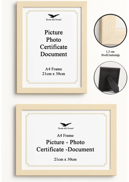 Ermitaj A4 Ebat 21CM x 30CM Resim Fotoğraf Belge Poster Evrak Çerçevesi Korumalı Kırılmaz Pleksi Cam