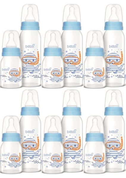 Mavi Cam Biberon Seti 250ML+125ML (6'lı) Güvenle Kullanın