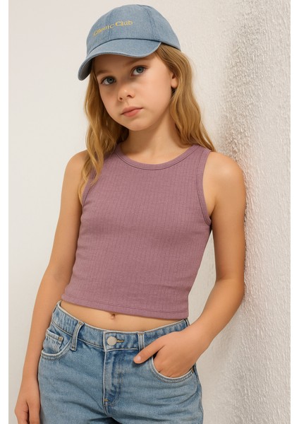 Sıfır Kollu Basic Fitilli Crop Kadın