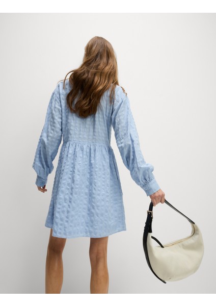 Saf Pamuklu Dokulu Elbise
