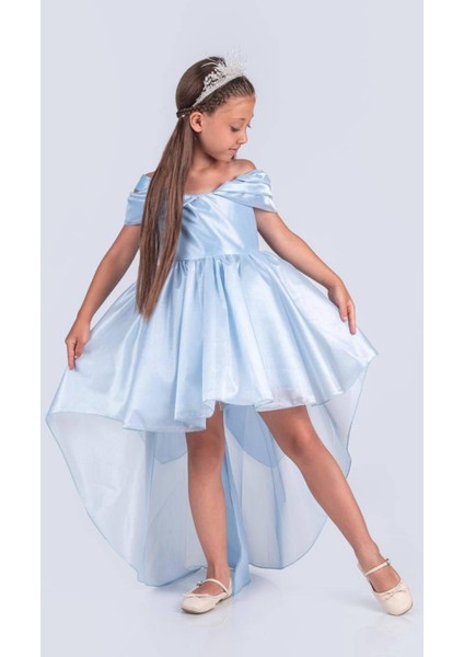 Prenses Modeli Arkası Uzun Abiye Elbise Kız Çocuk Için Özel Gün ve Doğum Günü Elbisesi