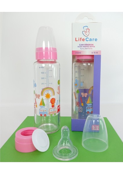Şirin 250ML Pembe Cam Biberon, Sağlıklı ve Güvenli Beslenme Için Ideal