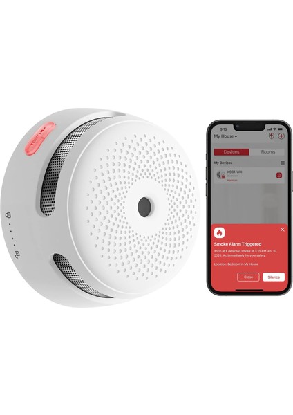 X-Sense Değiştirilebilir Pilli Akıllı Duman Dedektörü Yangın Alarmı, Wi-Fi Duman Dedektörü, Gerçek Zamanlı Uygulama Bildirimleri, XS01-WX, 1'li Paket