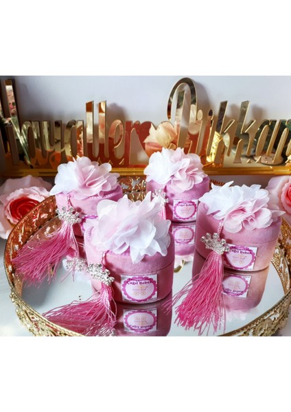 Pembe Beyaz Çiçekli Taçlı Bebek Şekeri 30 Adet, Şirin ve Özel Hediye Seçeneği