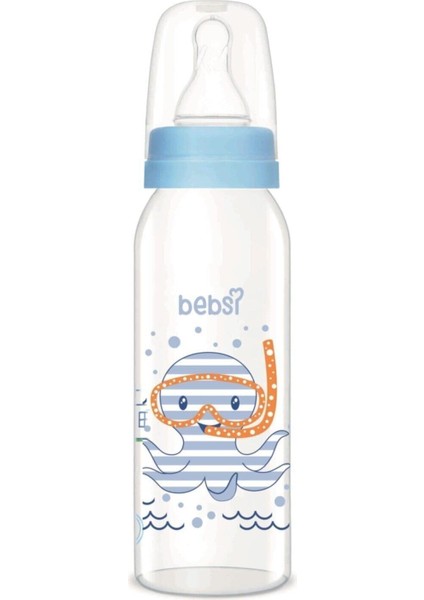 Mavi 125 ml Şeffaf Cam Biberon, Sağlıklı ve Şık Tasarım