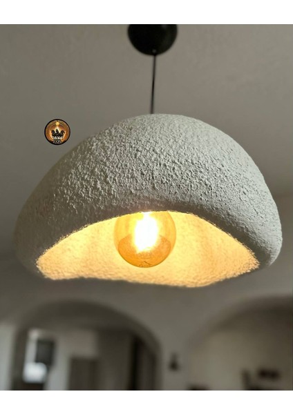 Petra Doğal Taş Efektli Modern Beton Avize Çap: 400MM