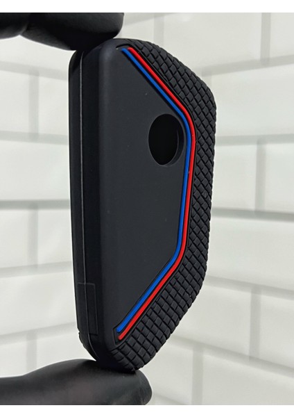 Cupra Formentor Leon Uyumlu Silikon Anahtar Kılıfı Mavi Kırmızı Şeritli fiyatları