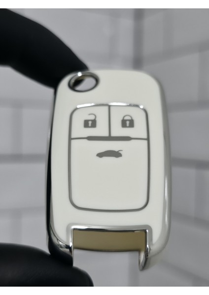 Opel Astra Corsa Insignia Adam Mokka Zafira Sustalı Nano Anahtar Kılıfı Beyaz Gümüş modelleri