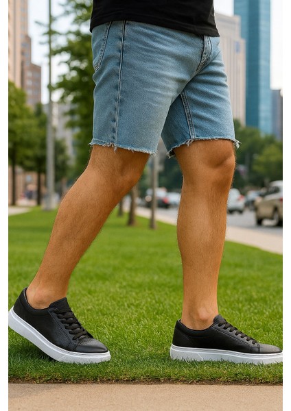 GR0309 Hakiki Özel Yapım Floter Deri Büyük Numara 47 Numara Yüksek Eva Taban Koku Yapmayan Siyah Sneakers Erkek Ayakkabı fiyatları