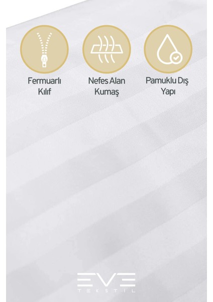 6 Adet Çizgili Pamuk Saten Antibakteriyel Fermuarlı Yıkanabilir Otel Lüks Yastık Kılıfı 50x70cm