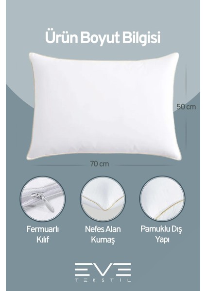 Yellow Dream Serisi Fermuarlı Antialerjik Silikon Elyaf Dolgulu Vakumlu Yastık 50x70cm 1200gr