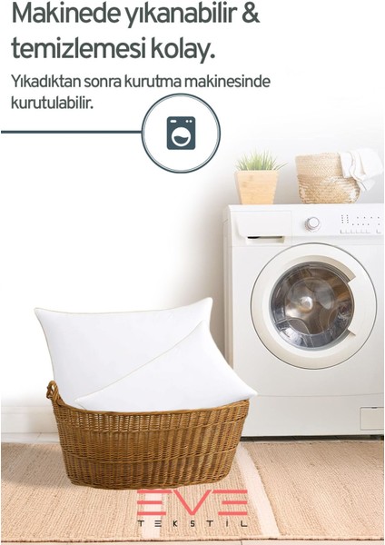 Yellow Dream Serisi Fermuarlı Antialerjik Silikon Elyaf Dolgulu Vakumlu Yastık 50x70cm 1200gr