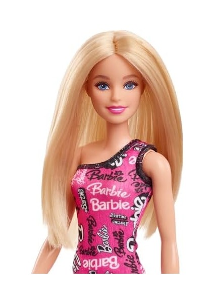 Çıkarılabilir, Tek Omuzlu, Pembe Elbisesi ve Logo Baskılı Ayakkabılarıyla Düz Sarı Saçlı Bebek, HRH07 modelleri