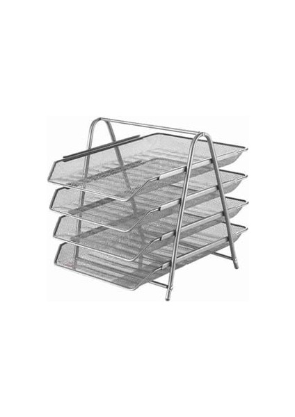 Rubenis Perforeli Hareketli Metal 4 Lü Evrak Rafı Gümüş 9184