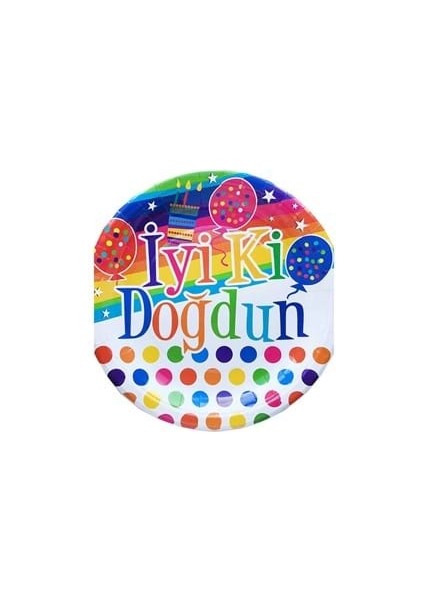 Nedi 23 cm Karton Tabak 10 Lu Iyiki Doğdun Gökkuşağı TKT8001