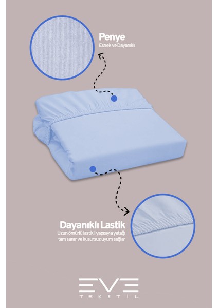 Fitted Penye Kumaş Çift Kişilik Lastikli Çarşaf