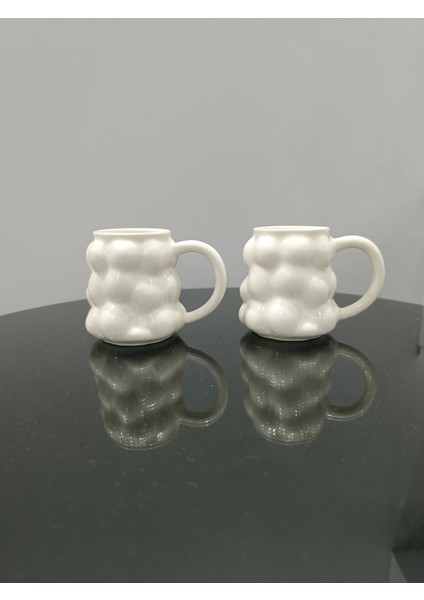 2'li Porselen Kahve Bardak, Ofis ve Ev Için Üzüm Şekilli Kupa Tasarımlı 250 ml