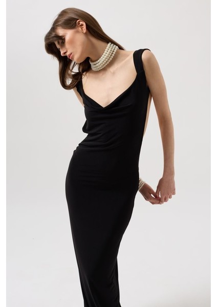 Sırt Dekolte Maxi Elbise modelleri