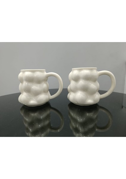 2'li Porselen Kahve Bardak, Ofis ve Ev Için Üzüm Şekilli Kupa Tasarımlı 250 ml