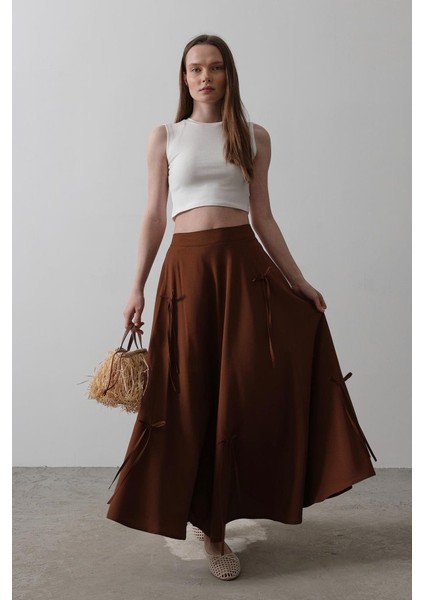 Fiyonk Kloş Etek - Kahve
