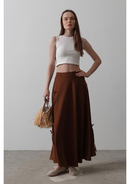 Fiyonk Kloş Etek - Kahve modelleri