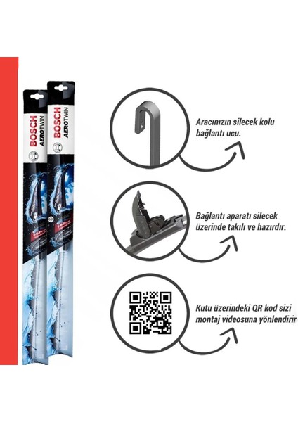 Opel Corsa B 1993-2000 Uyumlu | Aerotwin Ön ve Arka Silecek Takımı | 3'lü Set |