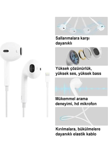 Iphone Kablolu Kulaklık 7/8/8plus/x/xr/xs/xsmax/11/12/13/14 Pro Max Uyumlu Mikrofonlu Kulaklık Dtgo Premium modelleri