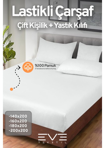 Doğal Pamuk Çift Kişilik Rainforce Kumaş Lastikli Çarşaf