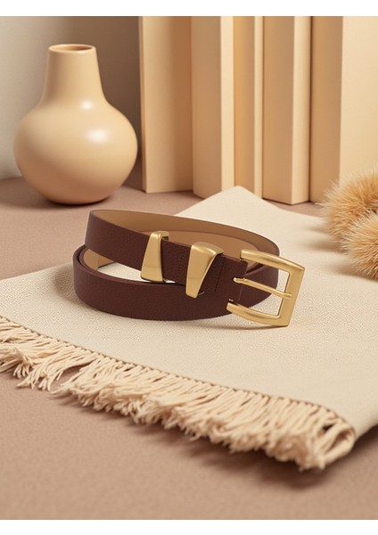 Asimetrik Gold Köprülü Kahve Kadın Kemer fiyatları