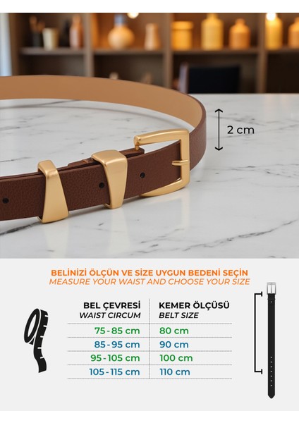 Asimetrik Gold Köprülü Kahve Kadın Kemer modelleri