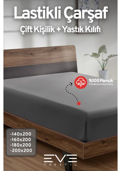 Doğal Pamuk Çift Kişilik Rainforce Kumaş Lastikli Çarşaf