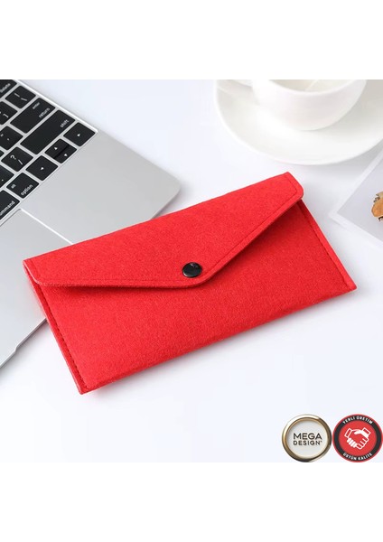 Şık Küçük Keçe Çanta Çıtçıtlı Düğmeli