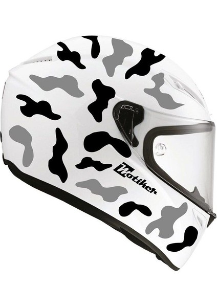 Gri Siyah Kamuflaj Kask Sticker Modeli