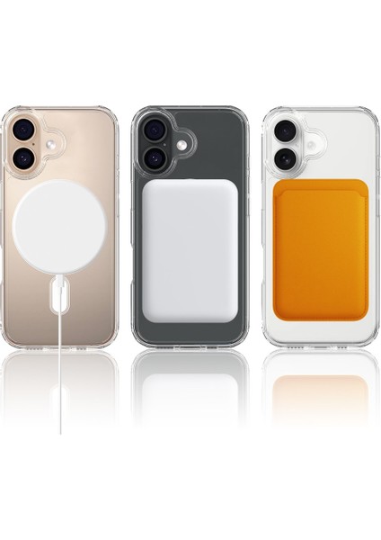 Apple iPhone 17 Uyumlu Mag-Safe Kristal Şeffaf Kılıf – Sert + Esnek Malzeme, Darbeye Dayanıklı Kapak