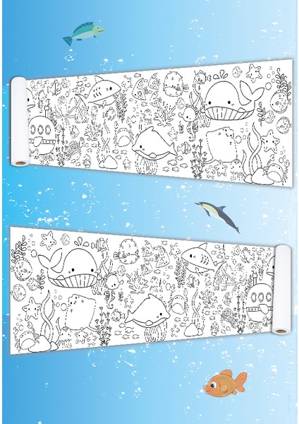 2.5 Metre Dev Deniz Temalı Boyama Kağıdı Çoklu Etkinlik - Bebek ve Çocuk Için Eğitici Boyama Kağıdı fiyatları